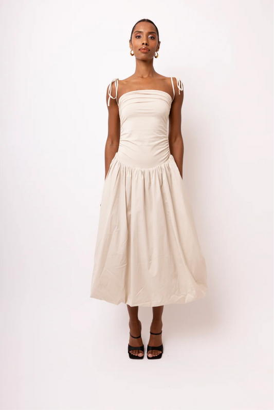 Alexa Beige Puffball Dress